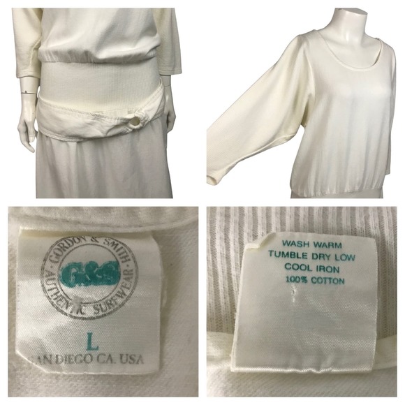 1980s G&S Skate White Cotton Sweater Dress Surf Beach Cover / Women’s Large * - Picture 2 of 4